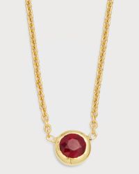18K Yellow Gold Ruby Big Single Station Necklace
