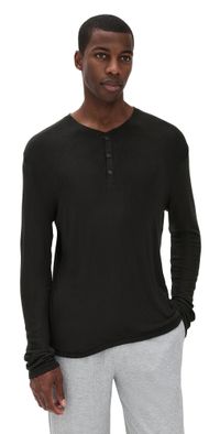 Tommy John Tri-Blend Lounge Long Sleeve Henley Black S