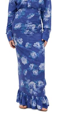 Coniglio Palm Beach Ruffle Power Pareo Brushstroke Floral Misty Blue 3