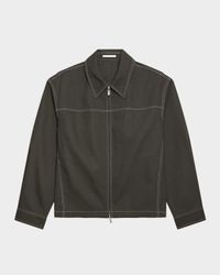Men's Twill Contrast-Stitch Full-Zip Carpenter Jacket