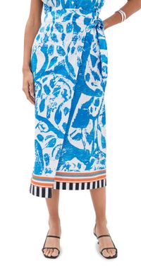 Stella Jean Midi Wrap Skirt Blue Floral 42