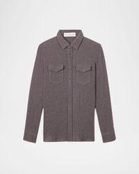Cashmere Two-Pocket Amethyst Button-Down Shirt
