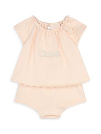 Baby Girl's & Little Girl's Short-Sleeve Sweatshirt Romper - Pale Pink - Size 6 Months