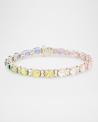 18K White Multi-Color Sapphire snd Diamond Bracelet