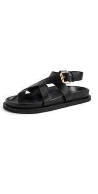 A. EMERY Elbert Sandals Black Embossed Lizard 37