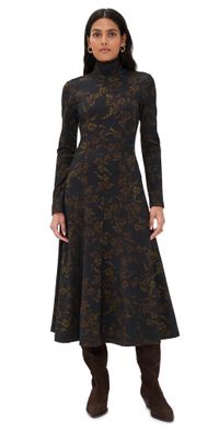 Tanya Taylor Thea Dress Black/Forest Green Multi XXS