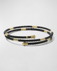 Black Caviar & 18K Gold Medium Striped Coil Bracelet