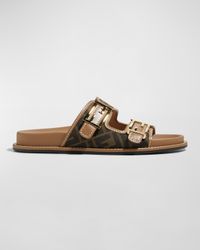 FF Jacquard Dual Buckle Slide Sandals