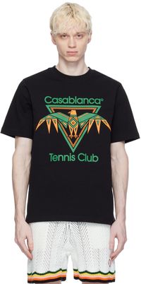 Casablanca T-shirt noir à image à logo Playful Eagle exclusif à SSENSE