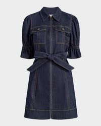 Holly Denim Puff-Sleeve Mini Dress