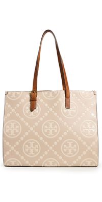 Tory Burch T Monogram Contrast Embossed Tote Longan / New Cream One Size