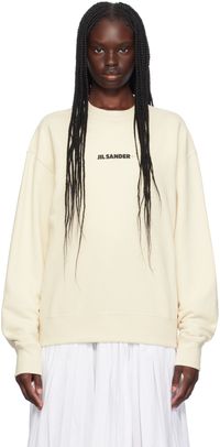 Jil Sander Pull molletonné blanc cassé à logo imprimé