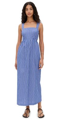 Stateside Poplin Stripe Open Back Midi Dress Cobalt Stripe S