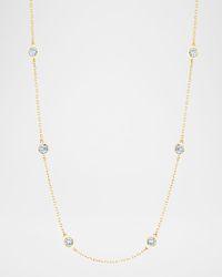 18K Gold Handmade Bezel Diamond Station Chain Necklace, 16"L, 0.80tcw