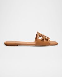 Jasmine Leather Cutout Flat Slide Sandals