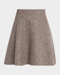 Carded Wool Herringbone Mini Circle Skirt