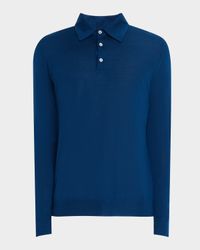 Men's Cashmere-Silk Polo Sweater