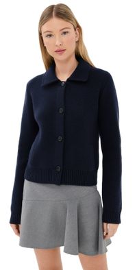 LISA YANG Lynna Cashmere Cardigan Jacket Navy 2