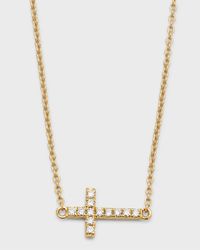 Small Gold Pave Diamond Cross Necklace