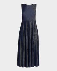 Sleeveless Tiered Striped Knit Midi Dress