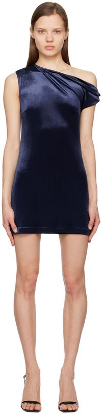 Atlein Navy Twisted Shoulder Minidress