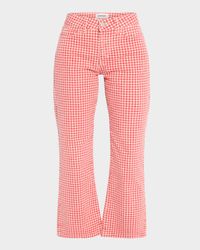 Kenny Gingham Kick-Flare Crop Jeans