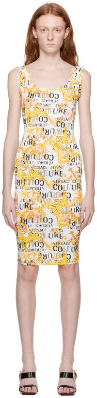 Versace Jeans Couture White Graphic Midi Dress