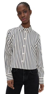 ANINE BING Essie Cropped Shirt Maritime Stripe M