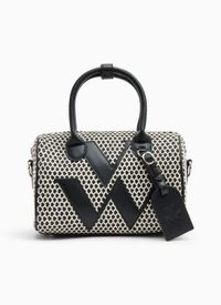Vanessa Wu - Mini sac bowling raphia et tressé - Taille Unique - Noir