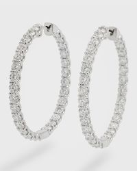 Lab Grown Diamond 18K White Gold Round Hoop Earrings, 1.5"L, 6.7tcw