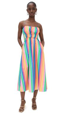English Factory Rainbow Stripe Sleeveless Maxi Dress Multi L