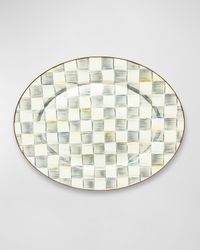 Sterling Check Enamel Oval Platter, Large