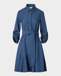 Tie-Waist Cotton Denim Shirtdress