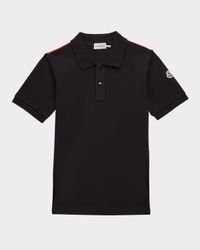 Boy's Tri-Stripe Pique Polo Shirt, Size 12-14
