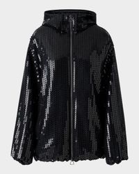 Davis Sequined Chiffon Zip Parka Jacket