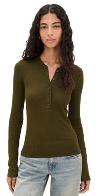 Cotton Citizen Verona Henley Dark Olive S
