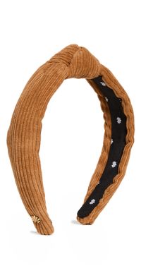 Lele Sadoughi Corduroy Slim Knotted Headband Camel One Size