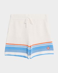 Men's Faux Crochet Drawstring Shorts