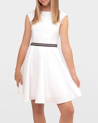 Girl's Fit-and-Flare Belted Dress, Size 7-20