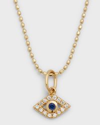 14k Gold Tiny Evil Eye Charm Necklace