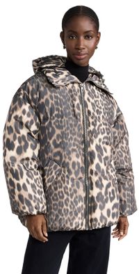 GANNI Leo Puffers Midi Jacket Almond Milk S/M