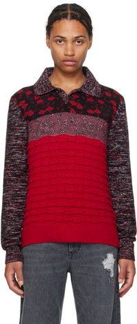 JW Anderson Red Multi-Texture Polo