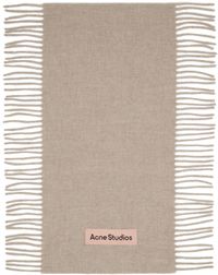 Acne Studios Écharpe beige en laine à franges
