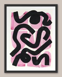 Pink And Black Squiggle' Framed Wall Art