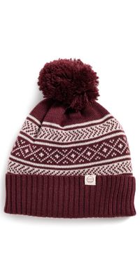 Marine Layer Fair Isle Pom Beanie Burgundy One Size