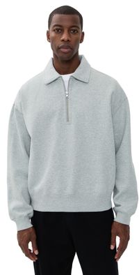 Reigning Champ Brushed Fleece Half Zip Relaxed Sweatshirt Hgrey S