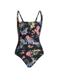 Women's Sognatore Nero Ruched One-Piece Swimsuit - Size XXL