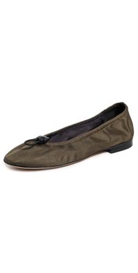 Cecilie Bahnsen Bona Ballerina Nylon Flats Olive 41
