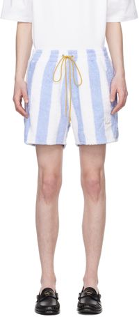 Rhude White & Blue Striped Shorts