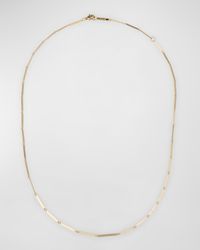 14K Yellow Gold Laser Rectangle Chain Necklace, 18"